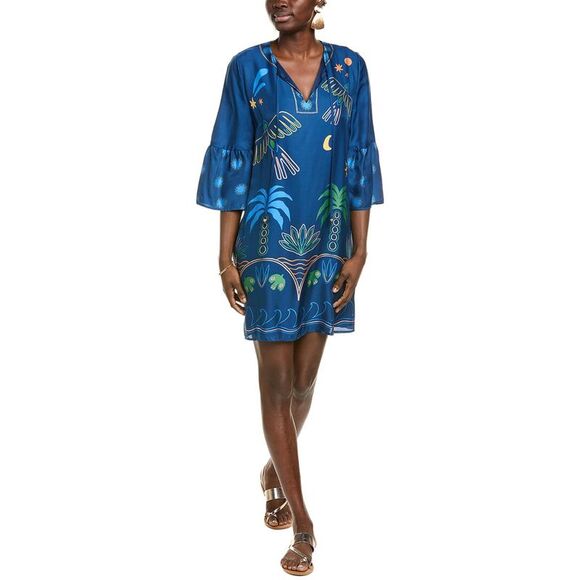 Johnny Was WomensLorianne Silk-Blend Mini Dress, Blue Johnny Was WomensLorianne Silk-Blend Mini Dress, Blue